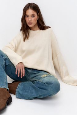 Джемпер с хлопком ванильного цвета