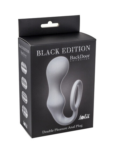 Эрекционное кольцо с анальной пробкой Double Pleasure Anal Plug Grey (10,5 см , серый) (Цвет: серый)