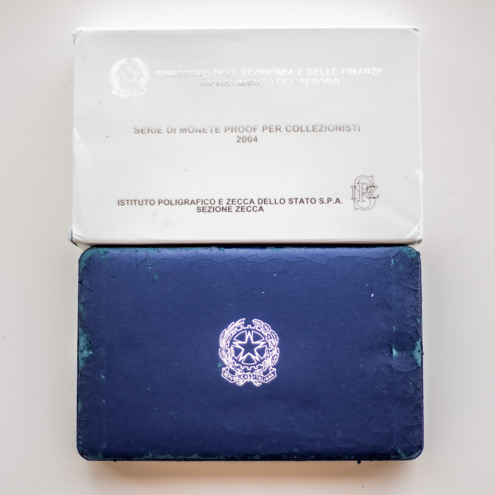 Italy 2004 Proof Coin Set "Federico Fellini" with 5 EUR Silver Coin "50 Years of Television Broadcasting in Italy"