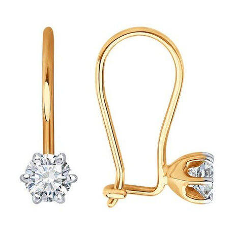 Серьги из золота с фианитами