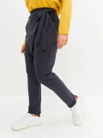 Штаны оверсайз на завязках с запахом большие размеры темно-серый