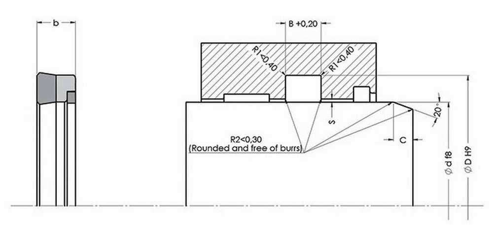 A156-055/3 Штоковое уплотнение 55-75-14/5