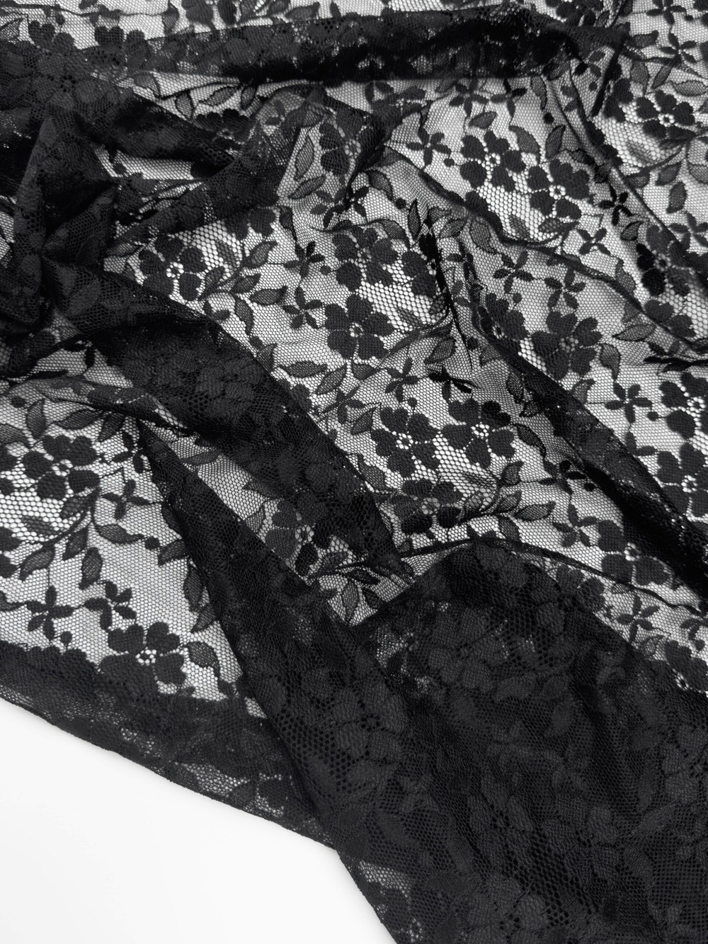 Гипюр эластичный черный ширина 150 см плотный ОТРЕЗЫ