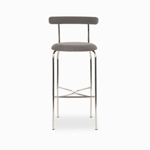 Барный стул Rider, серая ткань, ножки хром