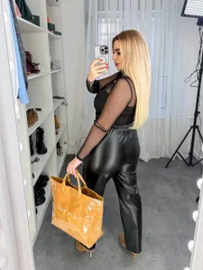 Брюки кожаные УК-379-1 Фабрика Моды