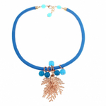 Колье лист Ester Bijoux Agata Oltremare and Cypress CL952-RG/BL BR