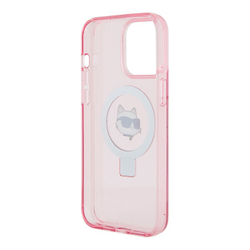 Чехол Karl Lagerfeld PC/TPU + Ring stand NFT Choupette Head для iPhone 15 Pro Hard Pink (MagSafe) (Розовый)