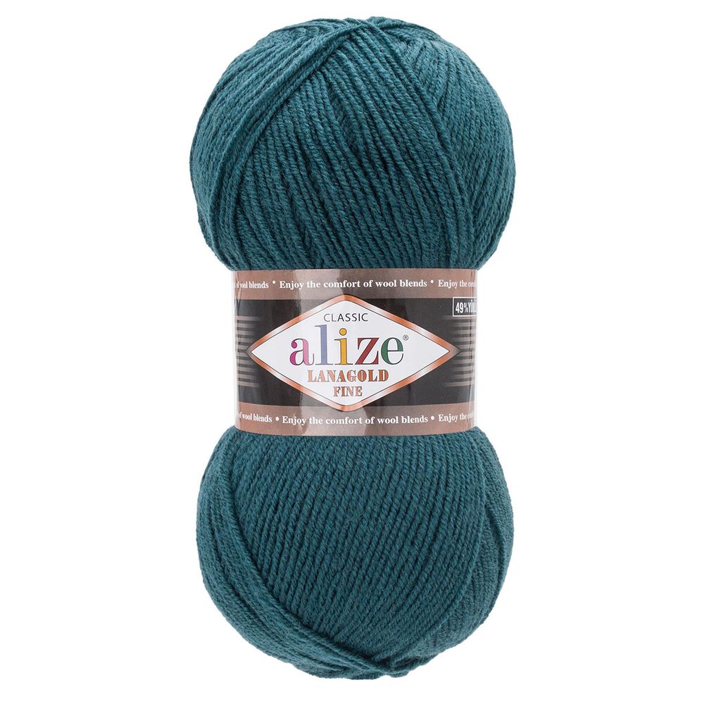 Пряжа Alize (Ализе) Lana Gold Fine / уп.5 мот. по 100 г, 390м, 294 тёмно-бирюзовый