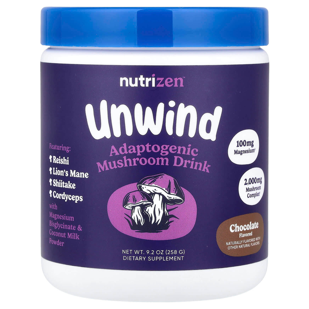 Nutricost, NutriZen™ Unwind, адаптогенный грибной напиток, со вкусом шоколада, 258 г (9,2 унции)