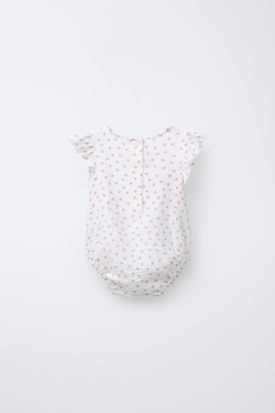 ZARA БОДИ С РЕЛЬЕФНЫМ ЦВЕТОЧНЫМ УЗОРОМ, ЖЕЛТОВАТО-БЕЛЫЙ