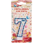 Свеча для торта Цифра Happy «7» 6*4 см, синий