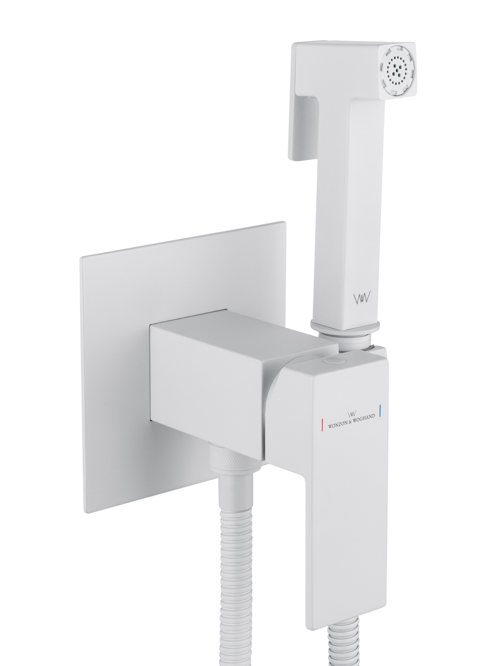 Смеситель с гигиеническим душем встраиваемый WONZON & WOGHAND CUBE, Белый матовый (WW-88829016-MW)