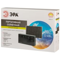 Портативная солнечная электростанция ЭРА ERAZS-01 (комплект), 200 Вт, 32400 мАч, Li-ion. Солнечная панель 50 Вт