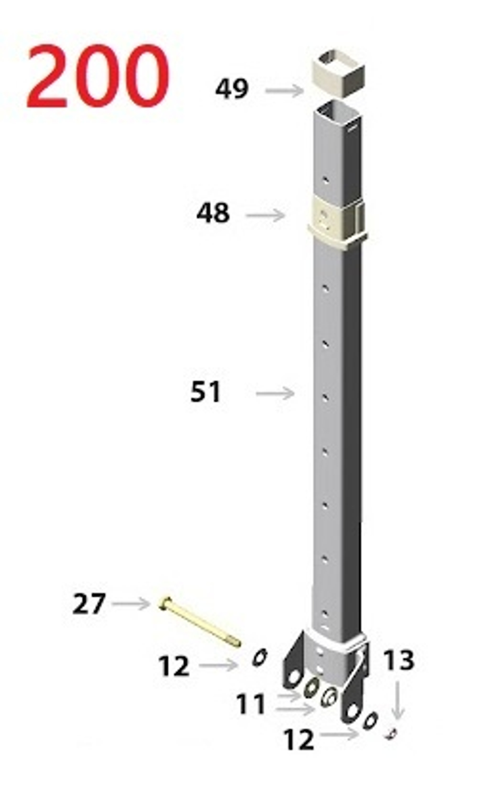 Комплект №200 для Строительные ходули 48-64. Стойка с регулировочными отверстиями 1 шт. Комплект №200 для Строительные ходули 48-64. Стойка с регулировочными отверстиями 1 шт.
