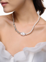 Колье Bicolor с жемчугом и гематитом Silver