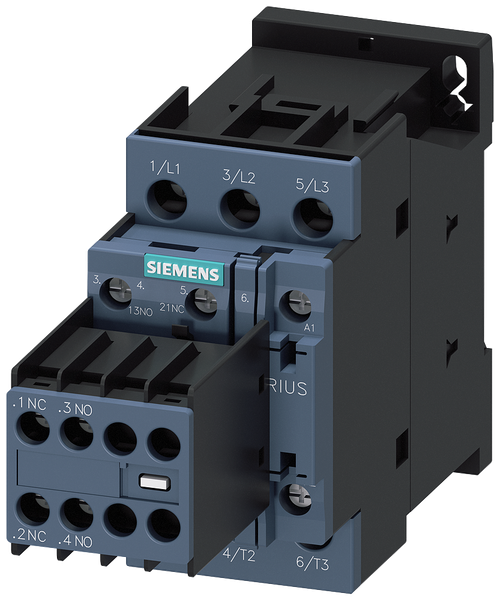 Siemens Контактор, 3 ПОЛ  AC-3, 11КВТ/400В, Блок-Контакты 2НО+2НЗ 3RT20261AP04