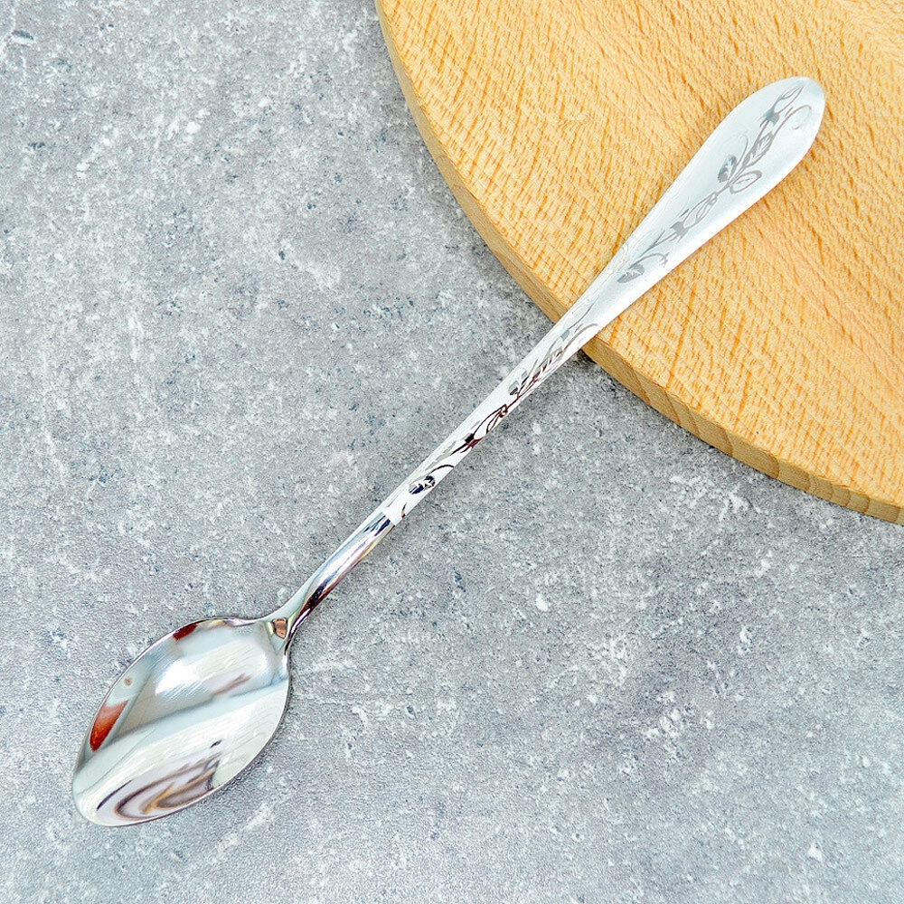 Ложка чайная с удлиненной ручкой 19см "Цветы"