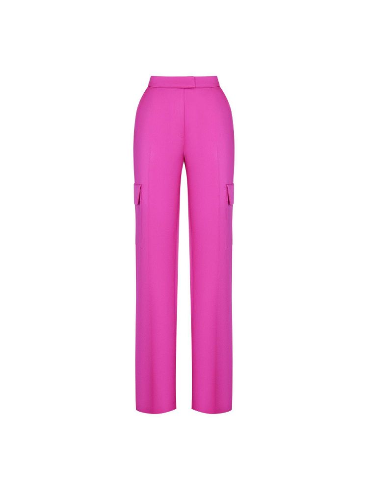 Брюки прямого кроя из сатина с накладными карманами