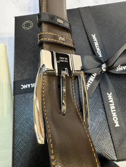 Двусторонний ремень Montblanc из кожи черного цвета 35мм