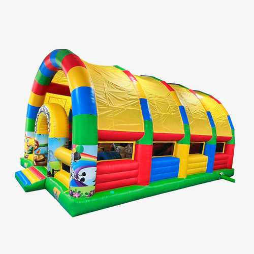 Надувной батут "Страна Сафария" с крышей и высокими горками 11*8*6 м