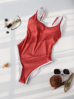 Кирпичный купальник слитный в рубчик, размер M