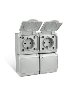 Розетка 4-м ОП Nix 16А IP54 250В с заземл. с крышкой сер. TOKOV ELECTRIC TKE-NX-R4Z-C06-IP54