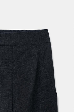 ZARA БРЮКИ-САФАРИ ИЗ ЛЬНА, МОРСКОЙ СИНИЙ