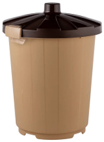 Бак круглый с крышкой 105л. (бежевый, коричн.крышка) арт.3733-МТ002