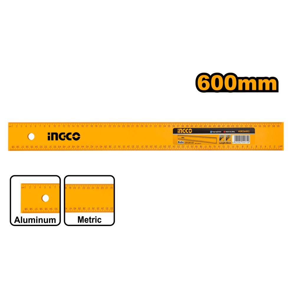 Линейка из анодированного алюминия INGCO HSR26002 600х50х3 мм