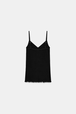 ZARA ХЛОПКОВАЯ МАЙКА НА БРЕТЕЛЯХ, ЧЕРНЫЙ