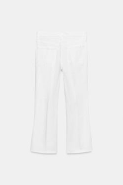 ZARA УКОРОЧЕННЫЕ ДЖИНСЫ-КЛЕШ СО СРЕДНЕЙ ПОСАДКОЙ — ZW COLLECTION, БЕЛЫЙ