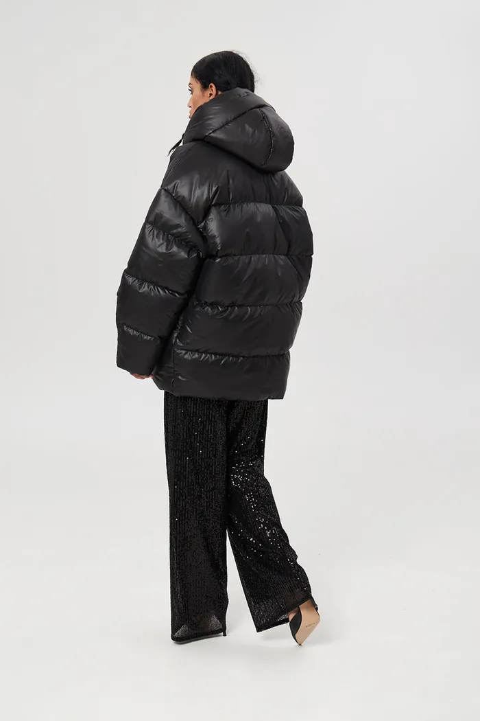 Пуховик средней длины 2.0 черного цвета