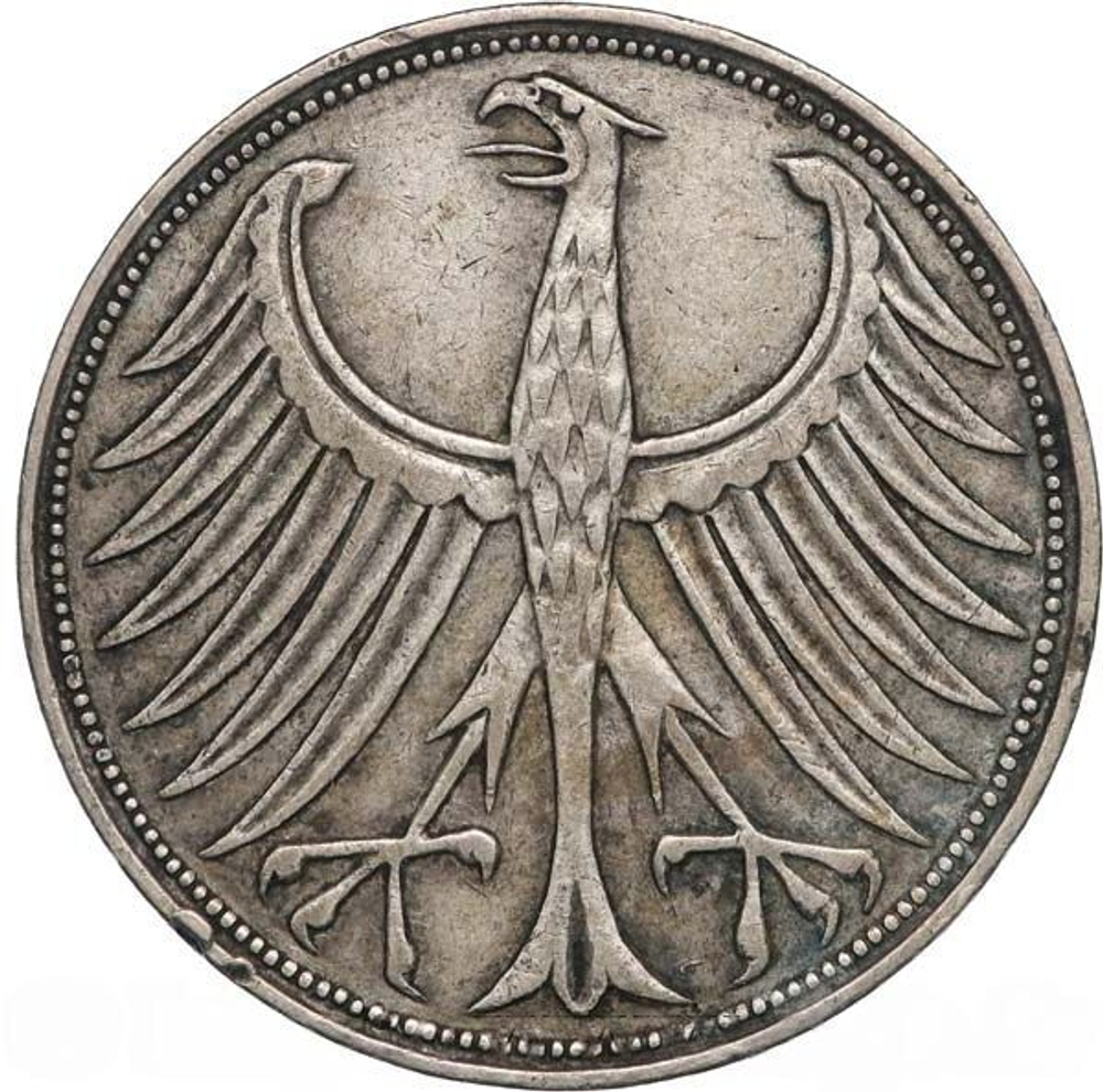 Germany, 5 Mark 1951 – Federal Eagle (Munich Mint - "D"), XF