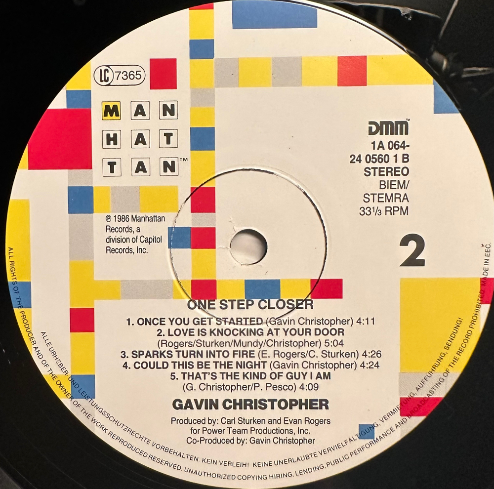 Gavin Christopher - One Step Closer (Европа 1986г.)