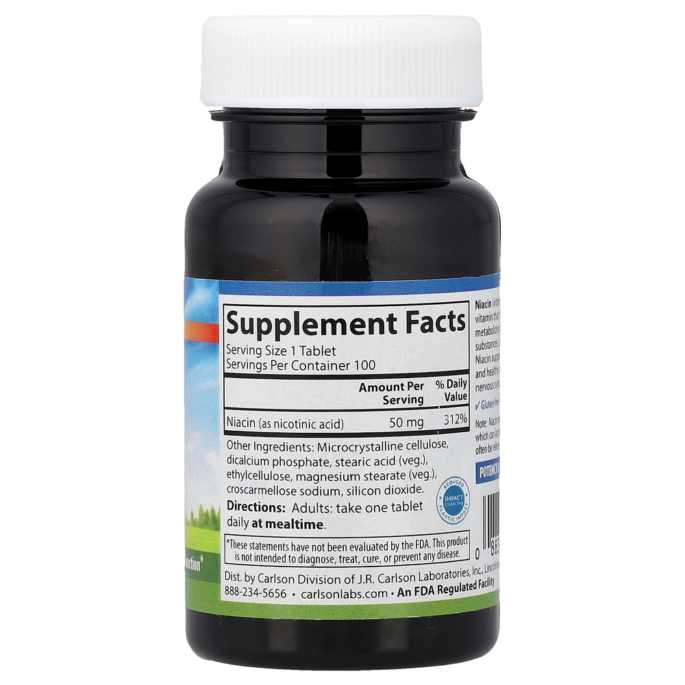 Carlson, Ниацин, 50 мг, 100 таблеток
