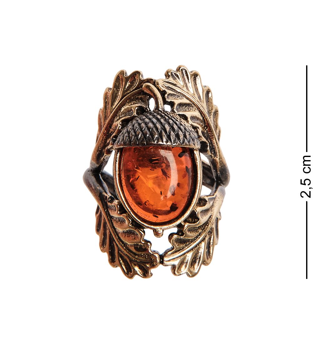 AM-2669 Кольцо «Желудь» (латунь, янтарь)
