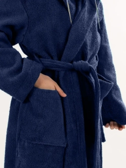 Халат детский махровый "Элит" с капюшоном, цвет: 761-Темно-синий