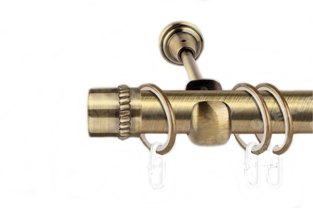 Карниз кованый для штор Альмера d25 однорядный, цвет антик