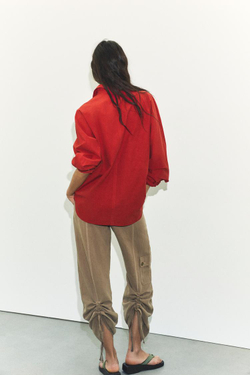 ZARA РУБАШКА ОВЕРСАЙЗ, ТЕМНО-РОЗОВЫЙ