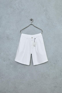 ZARA STORIESZ - ОДНОТОННЫЕ ШОРТЫ С ЗАЩИПАМИ, БЕЛЫЙ