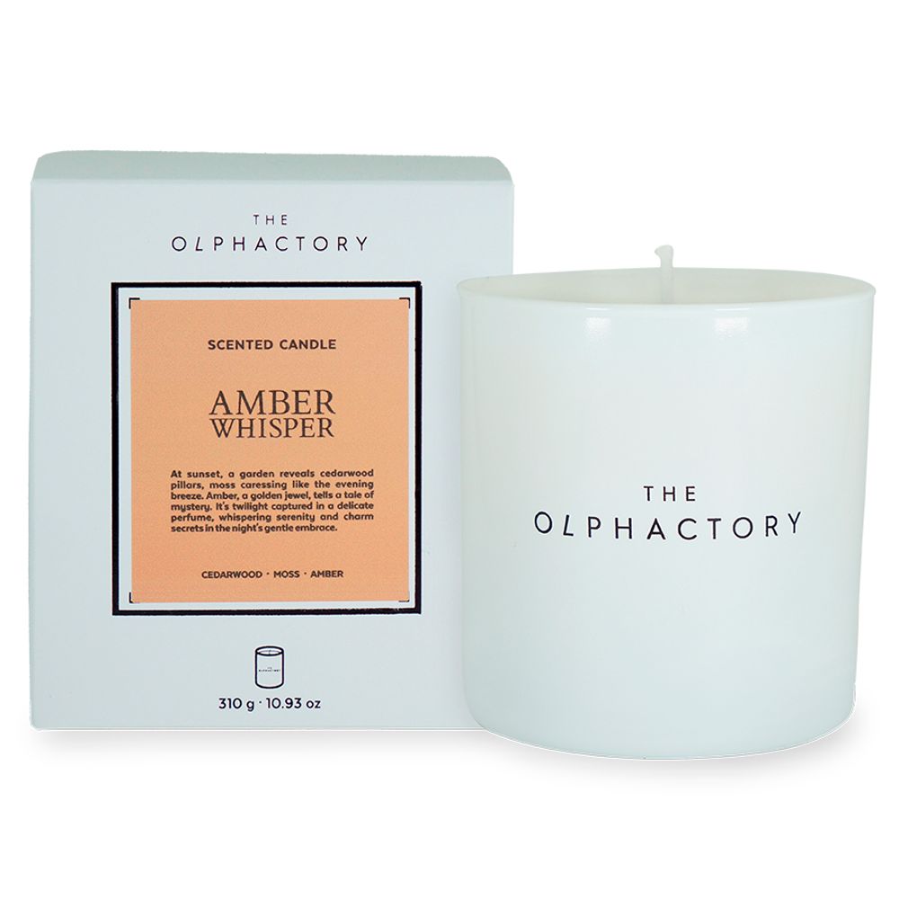 Свеча ароматическая The Olphactory, White Insignia, Amber Whisper, 60 ч
