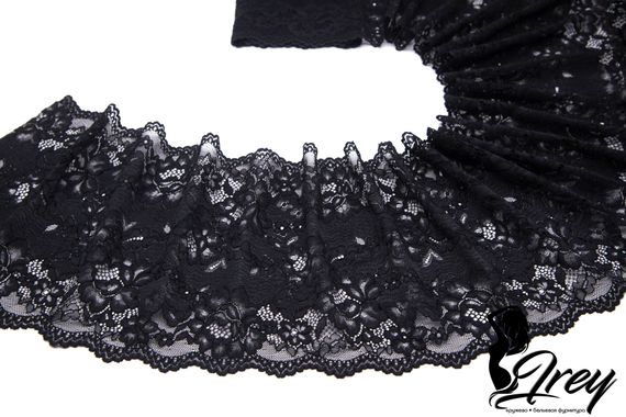 03-208 Кружево эластичное 22 см, черный 170