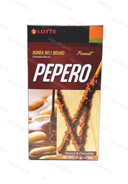 Соломка в шоколадной глазури Pepero Peanut, Lotte, 36 гр.