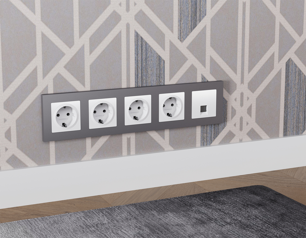 MA112030 Комплект механизма телефонной розетки ALFA Белый глянец RJ-11(4P4C) с шторкой QUANT (AP1120, VM190)