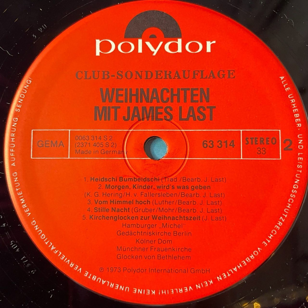 Винтажная виниловая пластинка LP Weihnachten Mit James Last (Germany 1973)
