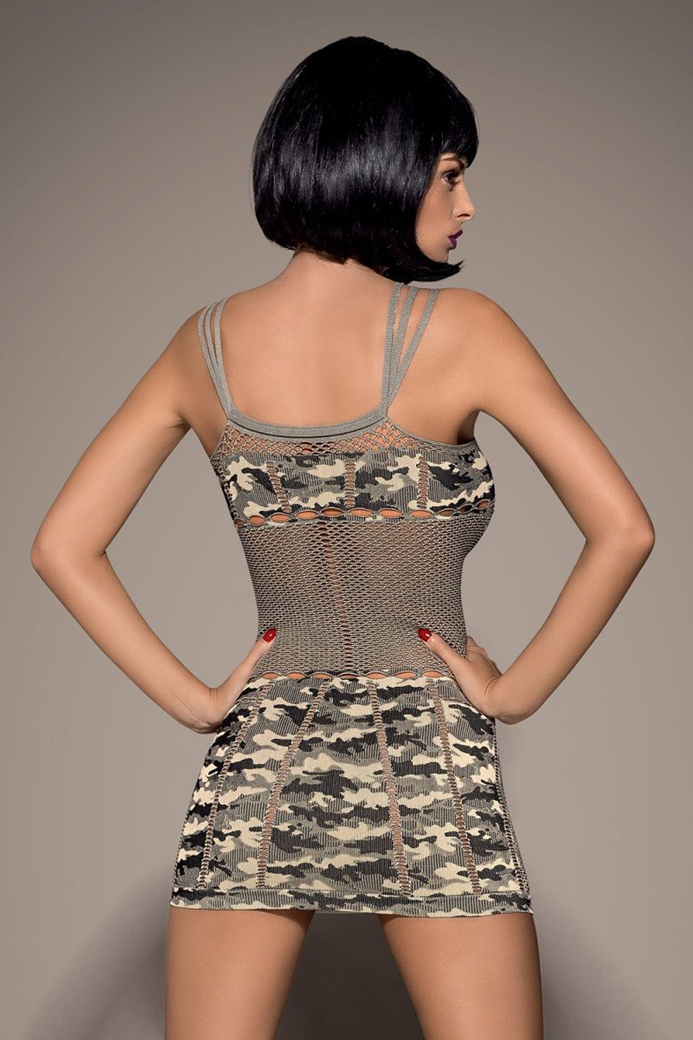 Платье-сетка в стиле милитари (Размер: S-M-L) (Цвет: хаки)