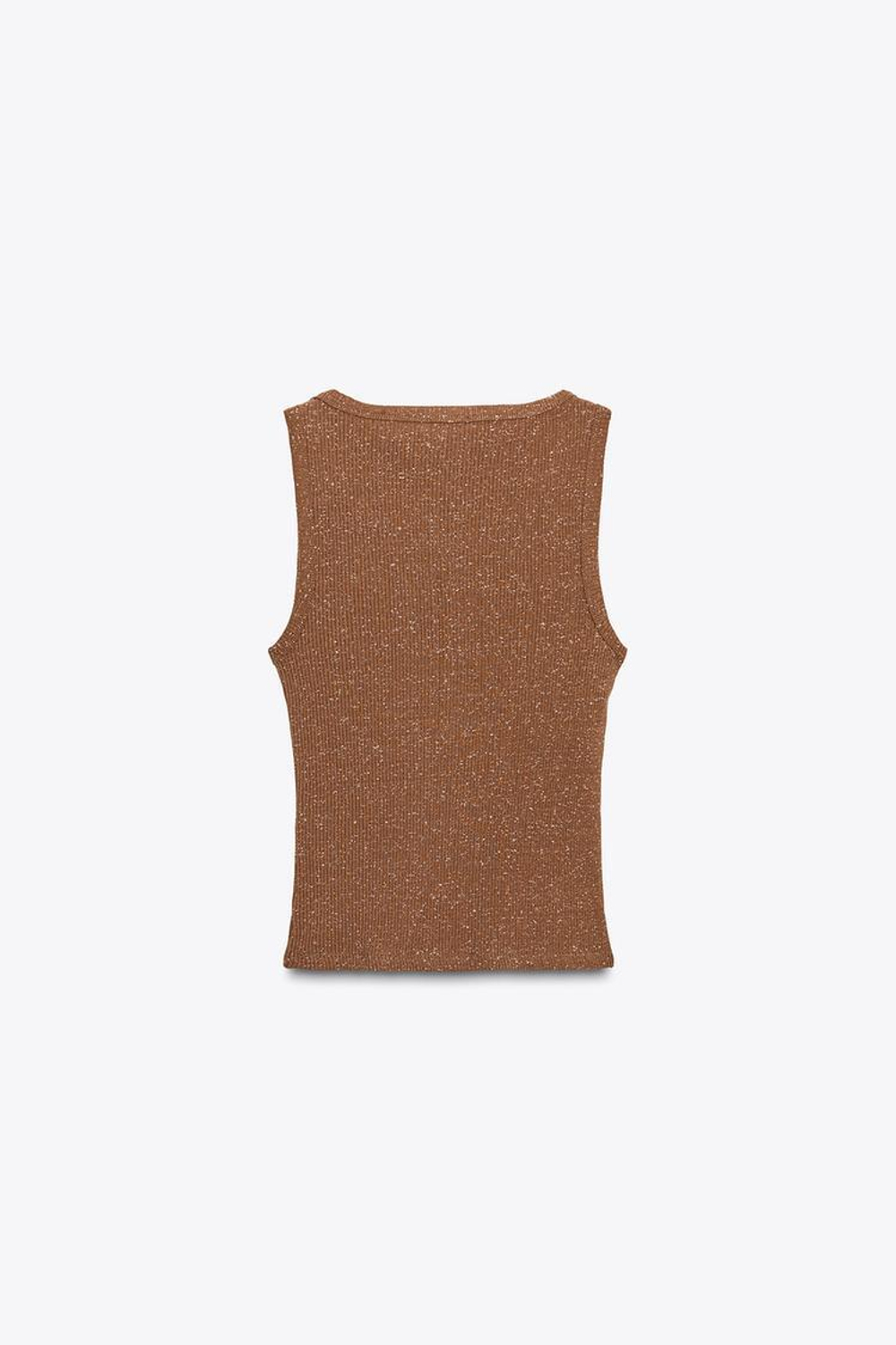 ZARA ТОП С ЭФФЕКТОМ ПОТЕРТОСТИ И ЗАКЛЕПКАМИ, КОРИЧНЕВЫЙ