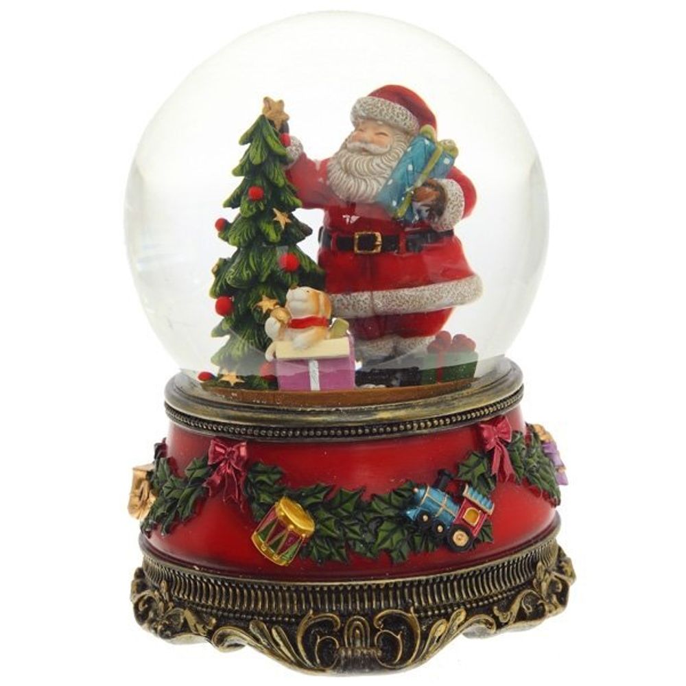 GAEM Фигурка декор в стекл шаре "Санта" (муз с ключ), D 10 см, L10,5 W10,5 H14,5 см, 2в.