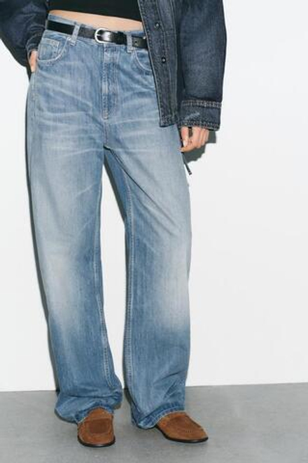 ZARA ДЖИНСЫ TRF STRAIGHT WIDE С ВЫСОКОЙ ПОСАДКОЙ, ИНДИГО
