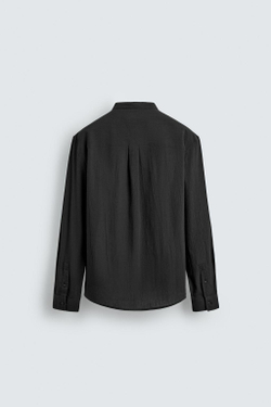 ZARA ПОЛО ИЗ ЖАТОЙ ТКАНИ, УГОЛЬНЫЙ